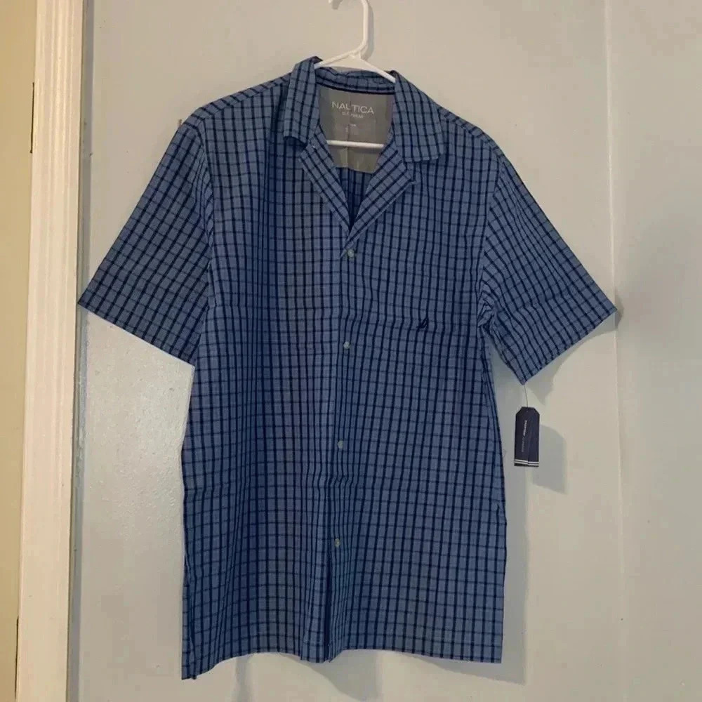 Nautica | Short Sleeve Camp Shirt + Cotton Plaid Sleep Pants